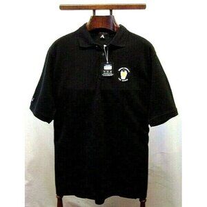 Mens Polo Shirt Golf Tennis Sports Black Antigua Sz Large 100% Cotton NWT NOS